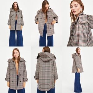 Zara Trench Plaid Coat Jacket